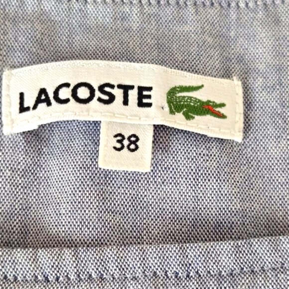 Lacoste Women’s Sleeveless Nautical Stripe Top Blue Chambray Red White Size 38 - Picture 4 of 11